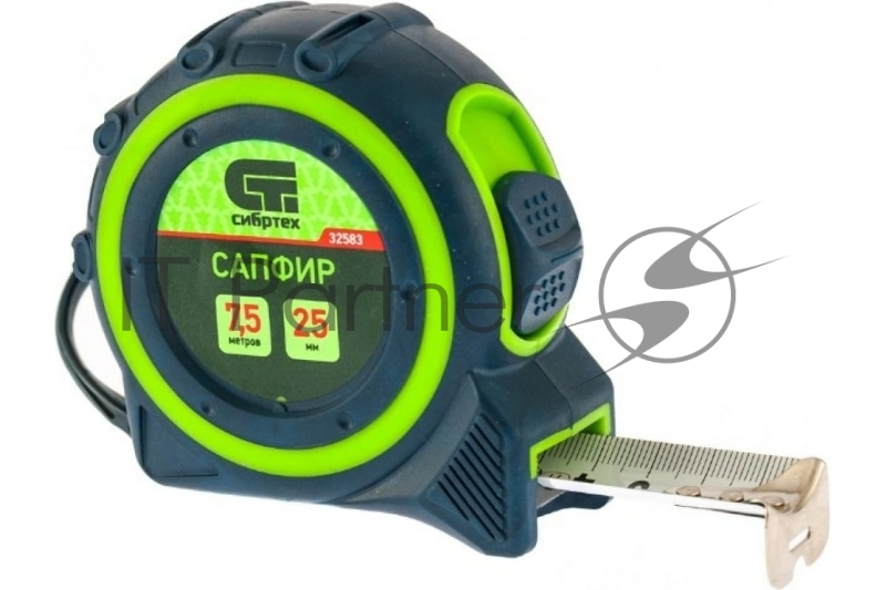 Рулетка Сапфир, двухкомпонентный корпус, 7,5 м х 25 мм// Сибртех