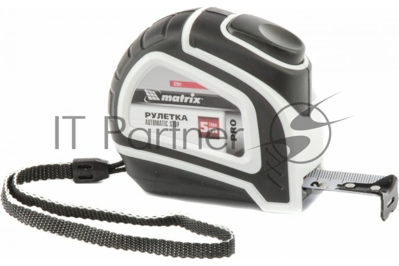 Рулетка Autostop, 5 м х 19 мм, двухкомпонентный корпус, автоматическая фиксация, PRO// Matrix