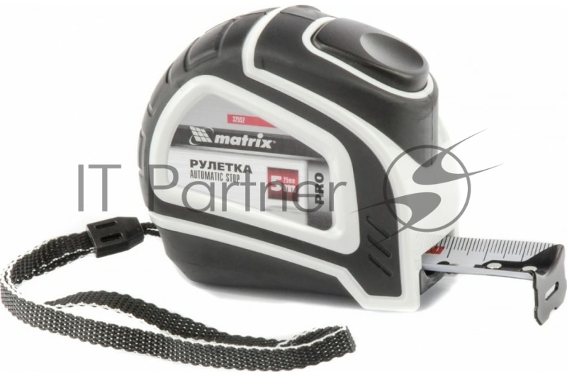 Рулетка Autostop, 5 м х 25 мм, двухкомпонентный корпус, автоматическая фиксация, PRO// Matrix