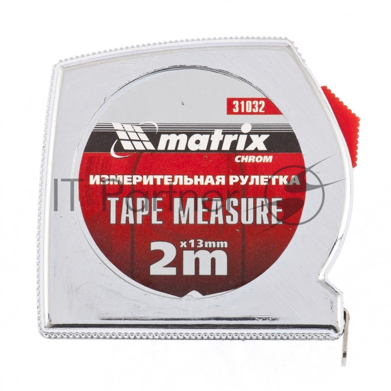 Рулетка Chrom, 2 м x 13 мм, хромированный корпус// Matrix
