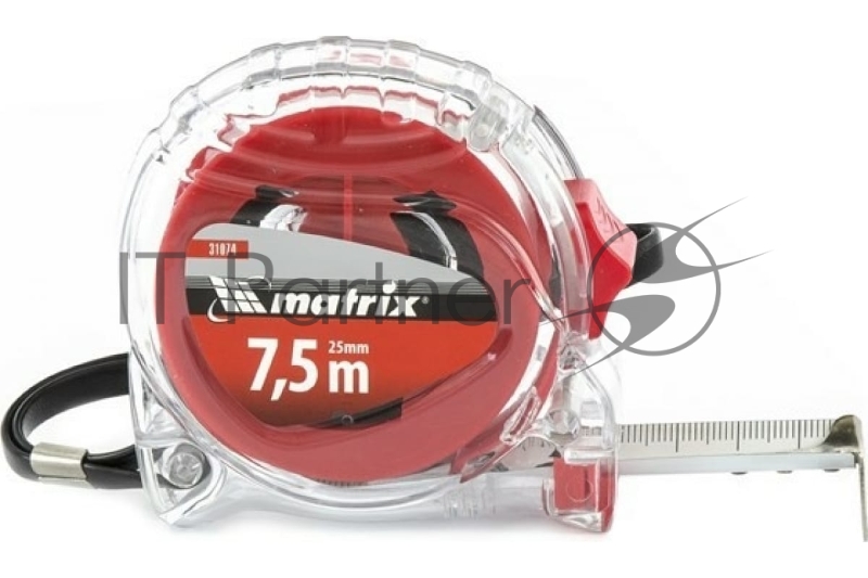Рулетка Crystal, 7,5 м х 25 мм, корпус из поликарбоната// Matrix