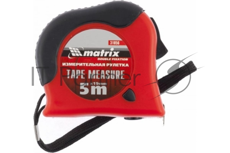 Рулетка Double fixation, 5 м х 19 мм, обрезиненный корпус, двойная плавная фиксация// Matrix