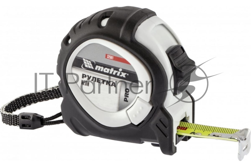 Рулетка Neon, 5 м x 25 мм, обрезиненный корпус, 3 фиксации, PRO// Matrix