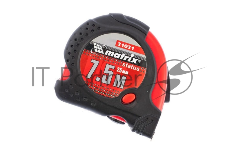 Рулетка Status magnet fixation, 7,5 м х 25 мм, обрезиненный корпус, зацеп с магнитом// Matrix