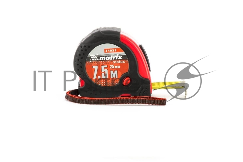 Рулетка Status magnet fixation, 7,5 м х 25 мм, обрезиненный корпус, зацеп с магнитом// Matrix