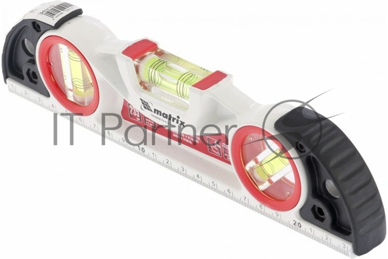 Уровень алюминиевый литой, фрезерованный, 3 глазка, две ударные площадки, 235 мм// Matrix