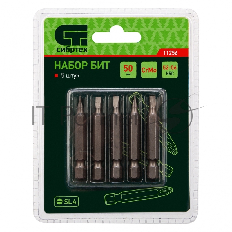 Набор бит СИБРТЕХ 11256 sl4x50 сталь crmo 5шт
