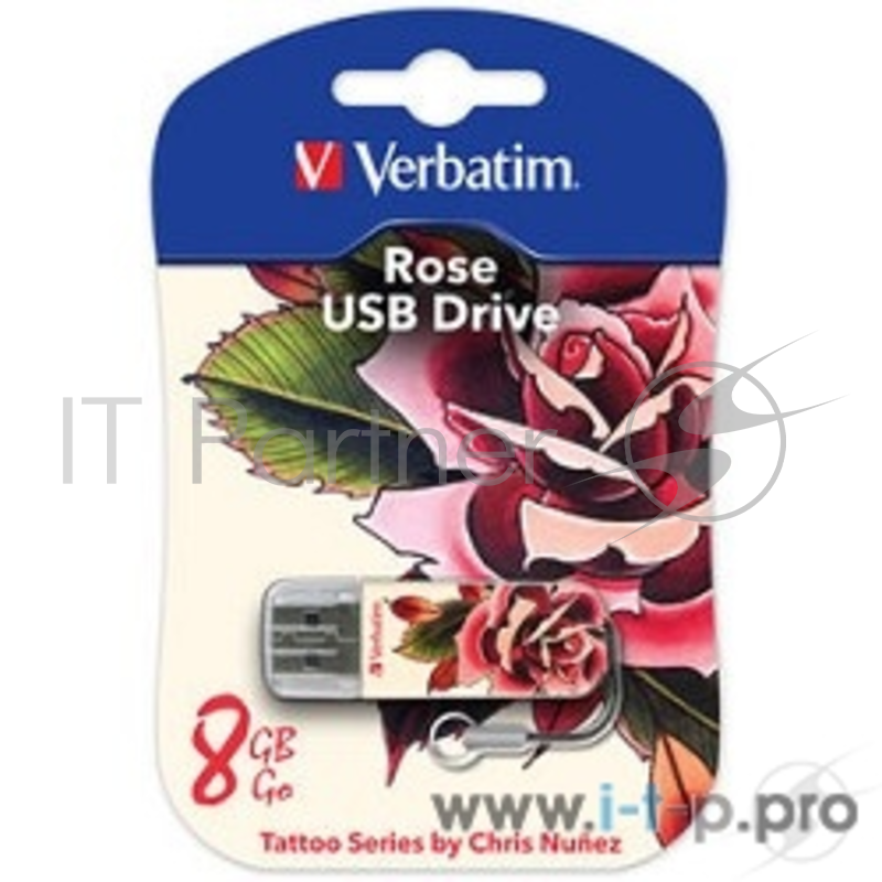 носитель информации Verbatim USB Drive 8Gb Mini Tattoo Edition Rose 049881 {USB2.0}