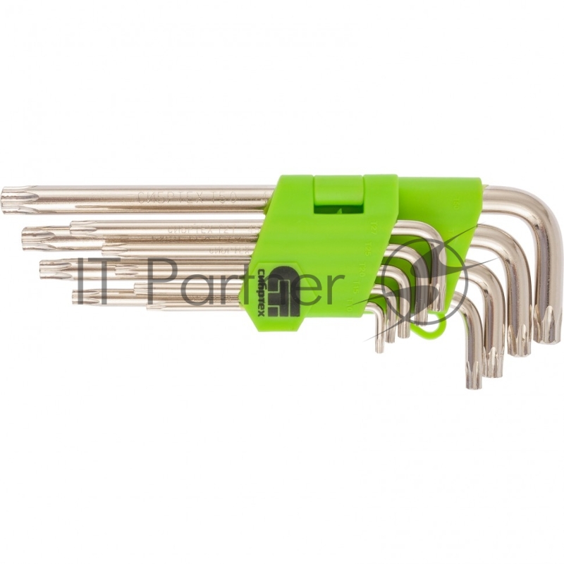 Набор ключей СИБРТЕХ имбусовых Tamper-Torx, 9 шт: TTT10-T50, 45x, закаленные, удлиненные, никель.//Сибртех 12322