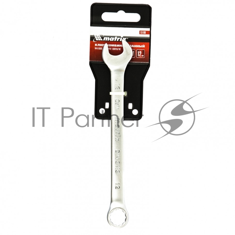 Ключ комбинированный, 12 мм, CrV, матовый хром// Matrix