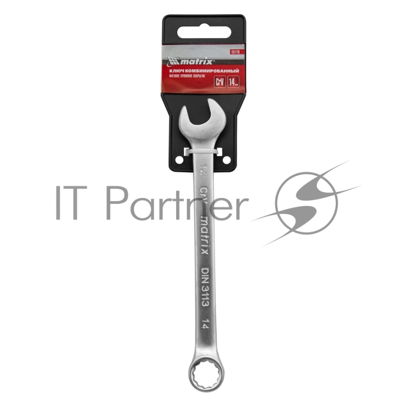 Ключ комбинированный, 14 мм, CrV, матовый хром// Matrix
