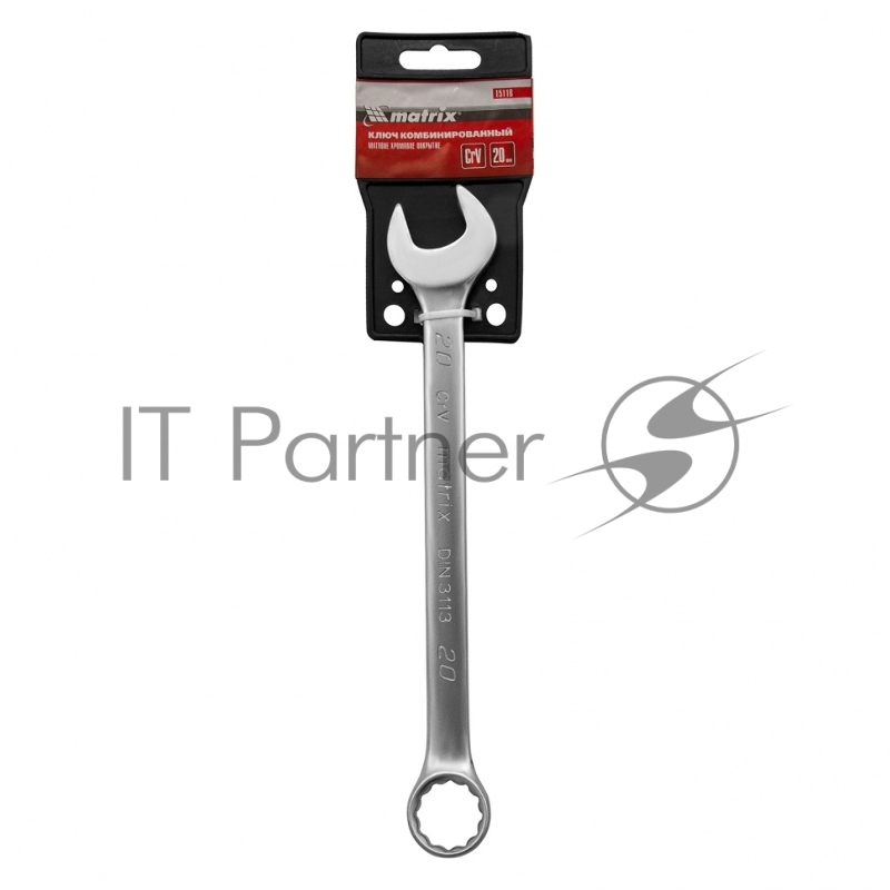 Ключ комбинированный, 20 мм, CrV, матовый хром// Matrix