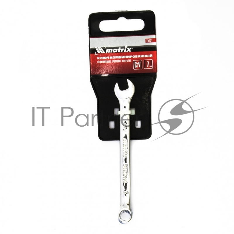 Ключ комбинированный, 7 мм, CrV, полированный хром// Matrix