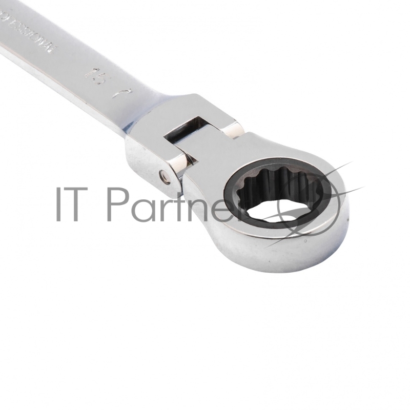 Ключ комбинированный трещоточный, 15 мм, CrV, шарнирный, зерк.хром// Matrix