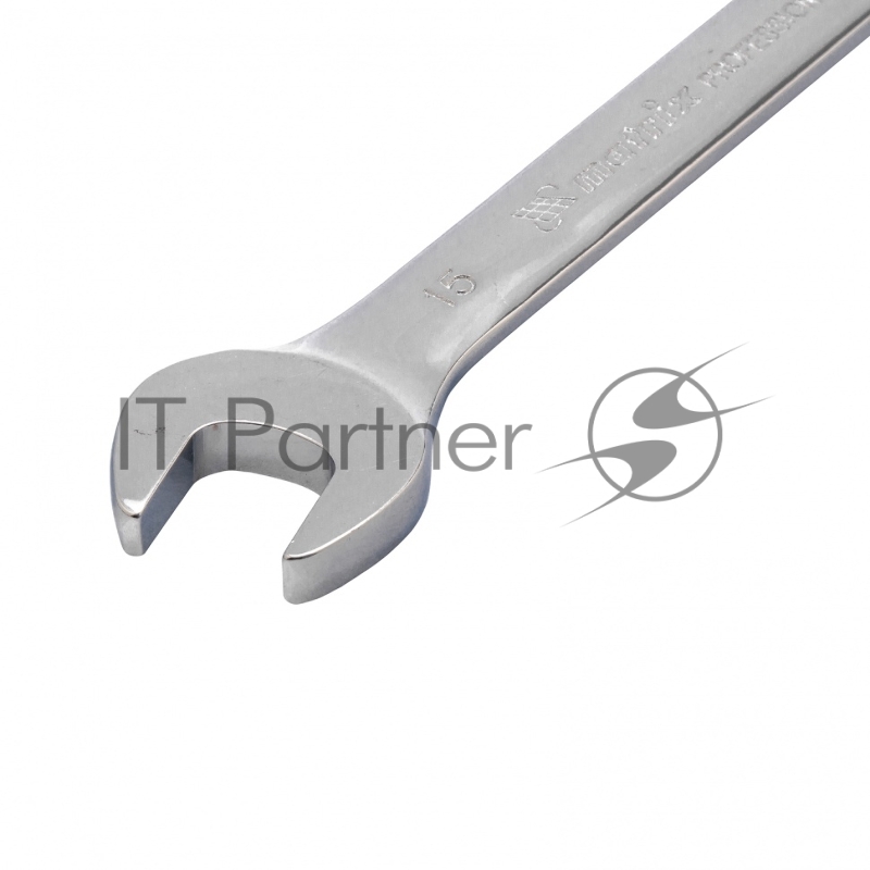 Ключ комбинированный трещоточный, 15 мм, CrV, шарнирный, зерк.хром// Matrix