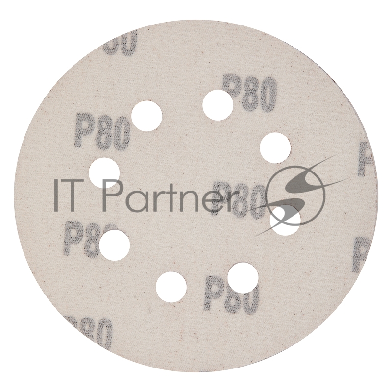 Круг абразивный на ворсовой подложке под липучку, перфорированный, P 80, 125 мм, 5 шт.// Matrix