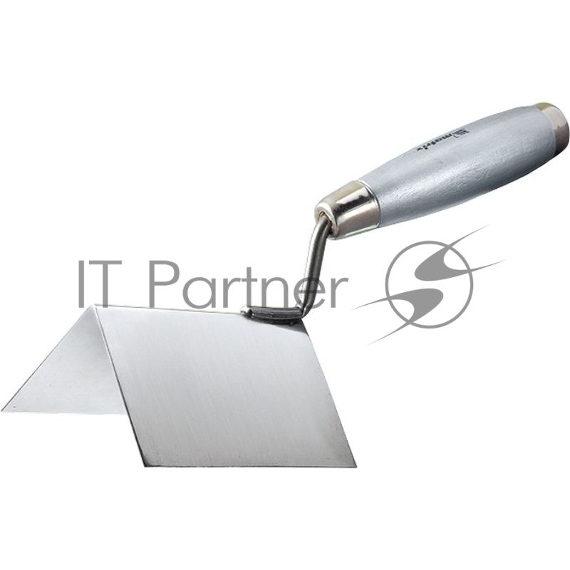 Мастерок из нерж. стали, 80 х 60 х 60 мм, для внешних углов, деревянная ручка// Matrix