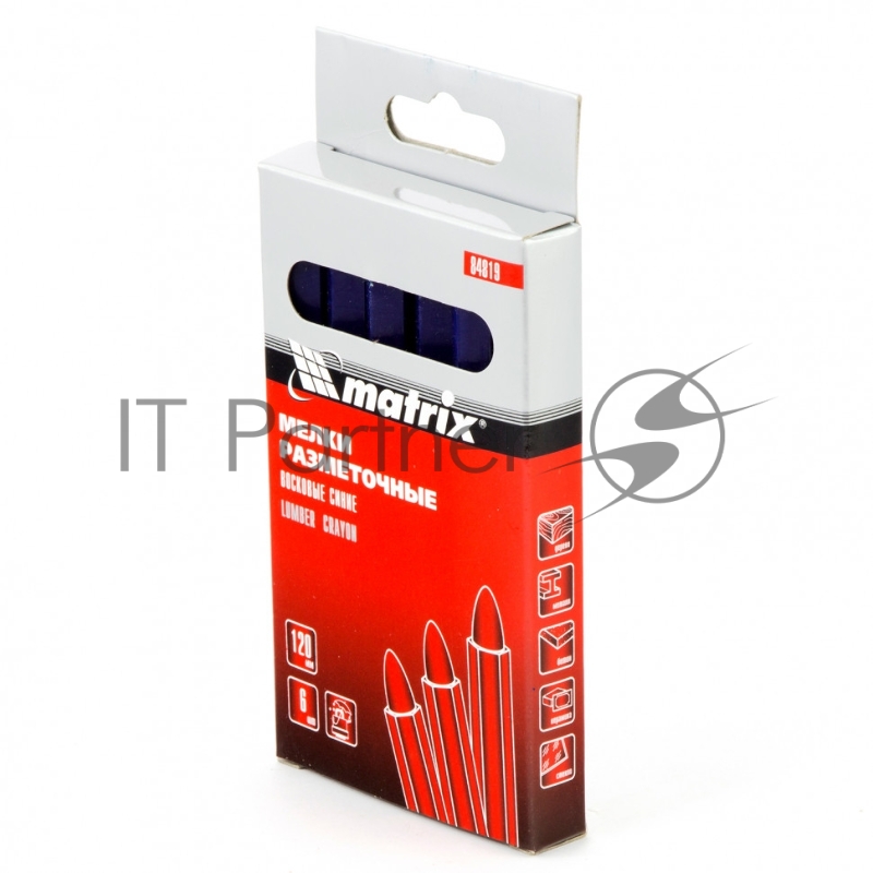 Мелки разметочные восковые синие, 120мм, коробка 6шт.// Matrix