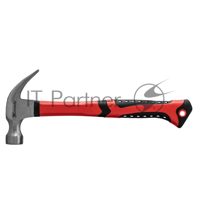 Молоток-гвоздодер, 450 г, боек 27 мм, фибергласовая обрезиненная рукоятка// Matrix