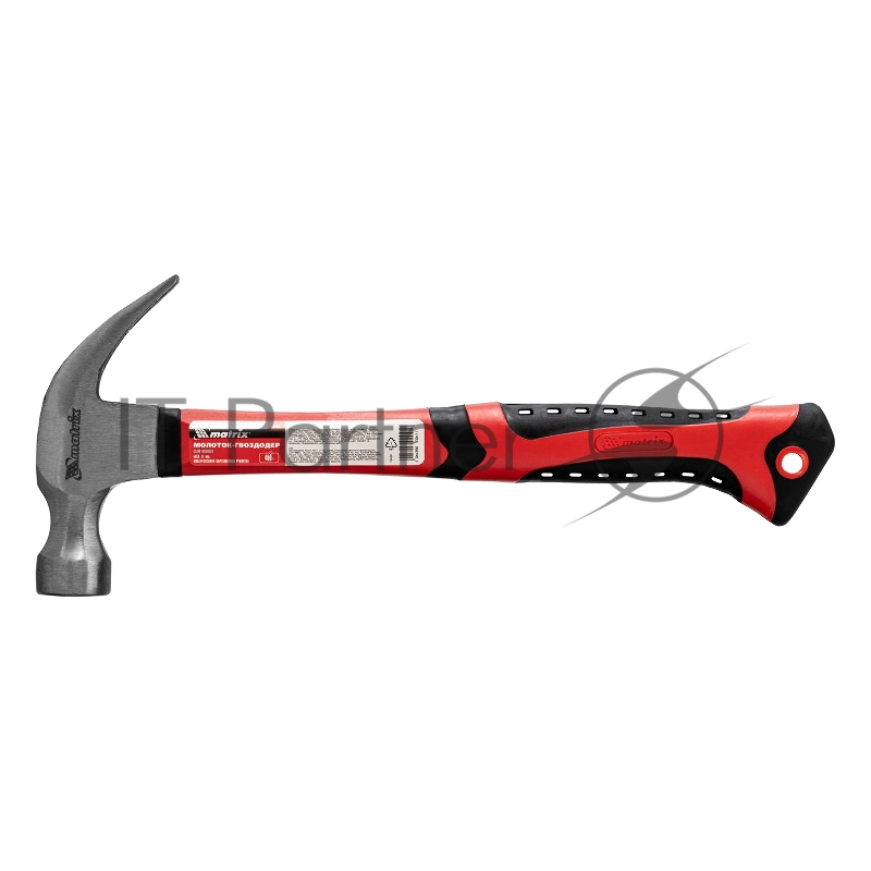 Молоток-гвоздодер, 450 г, боек 27 мм, фибергласовая обрезиненная рукоятка// Matrix