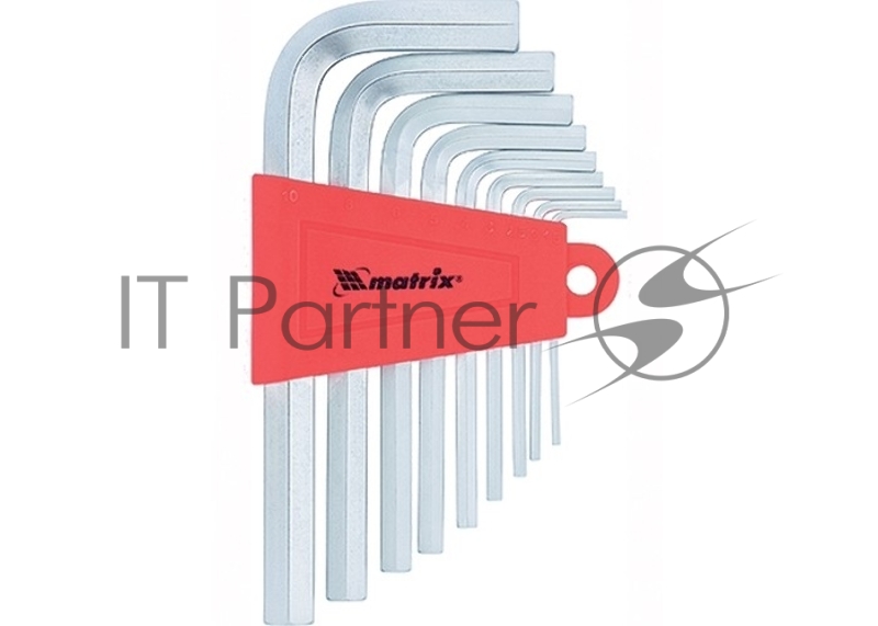 Набор ключей имбусовых HEX, 1,5–10 мм, CrV, 9 шт., короткие, сатин.// Matrix