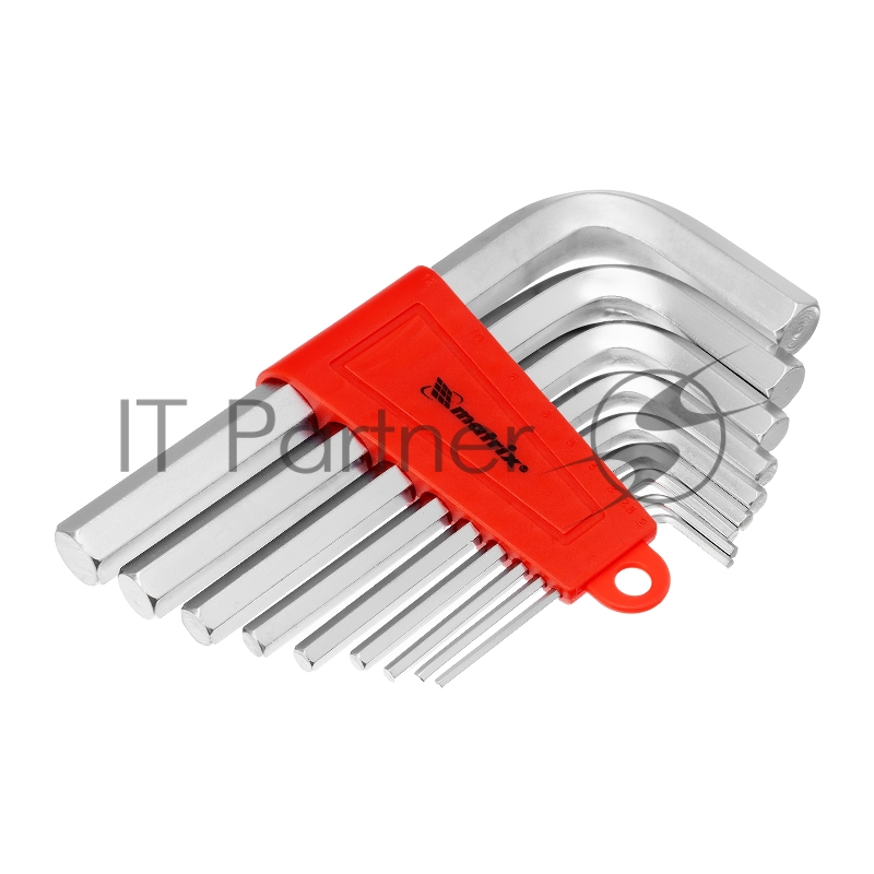 Набор ключей имбусовых HEX, 2–12 мм, CrV, 9 шт., короткие, сатин.// Matrix