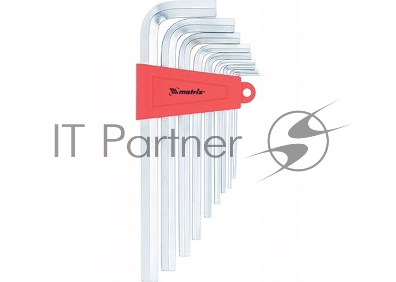 Набор ключей имбусовых HEX, 2–12 мм, CrV, 9 шт., удлиненные, сатин.// Matrix