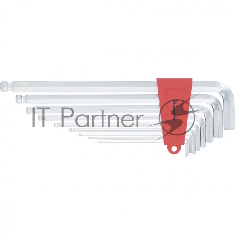 Набор ключей имбусовых HEX, 2–12 мм, CrV, 9 шт., экстра-длинные, c шаром, сатин.// Matrix