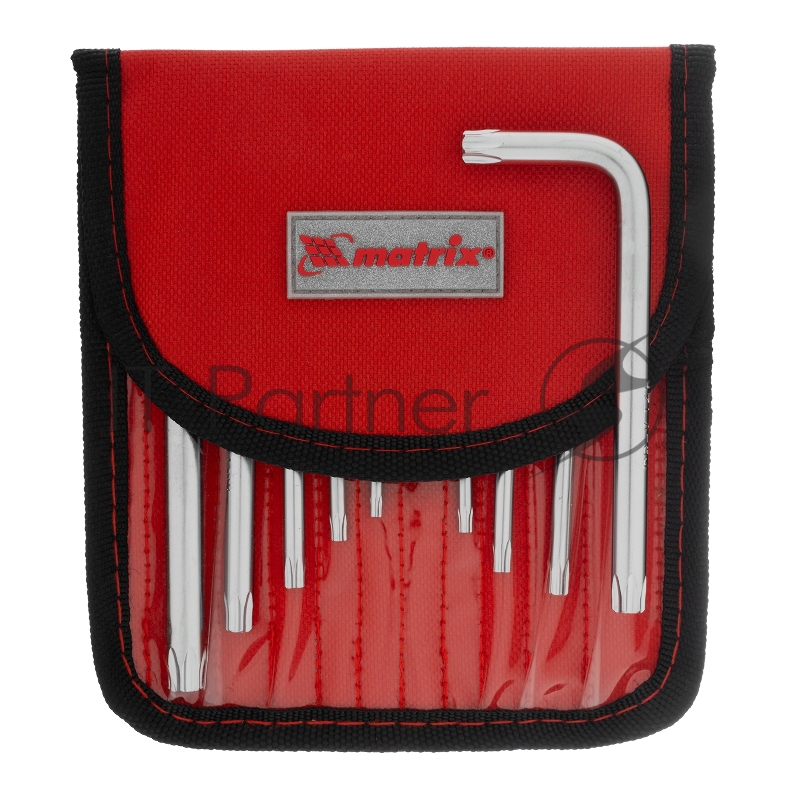 Набор ключей имбусовых TORX-TORX Tampered, 9 шт., T10-T50, CrV, короткие, сатин., чехол// Matrix