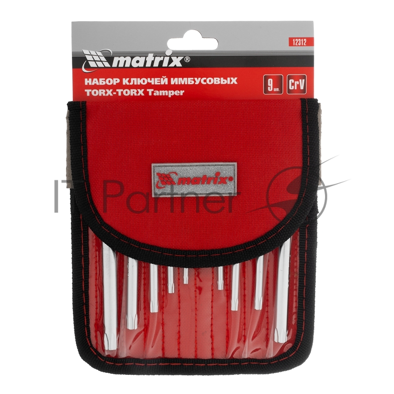 Набор ключей имбусовых TORX-TORX Tampered, 9 шт., T10-T50, CrV, короткие, сатин., чехол// Matrix