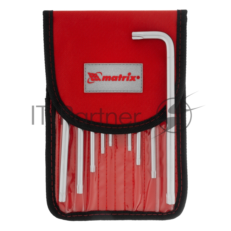 Набор ключей имбусовых TORX-TORX Tampered, 9 шт., T10-T50, CrV, удлиненные, сатин., чехол// Matrix