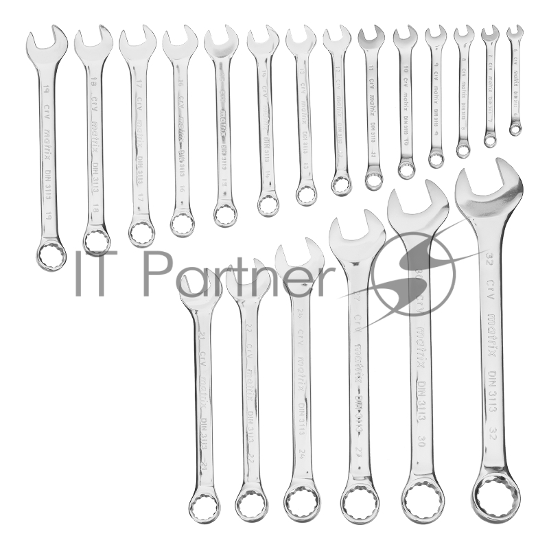 Набор ключей комбинированных 6-32 мм, 20 шт., CrV, полированный хром// Matrix