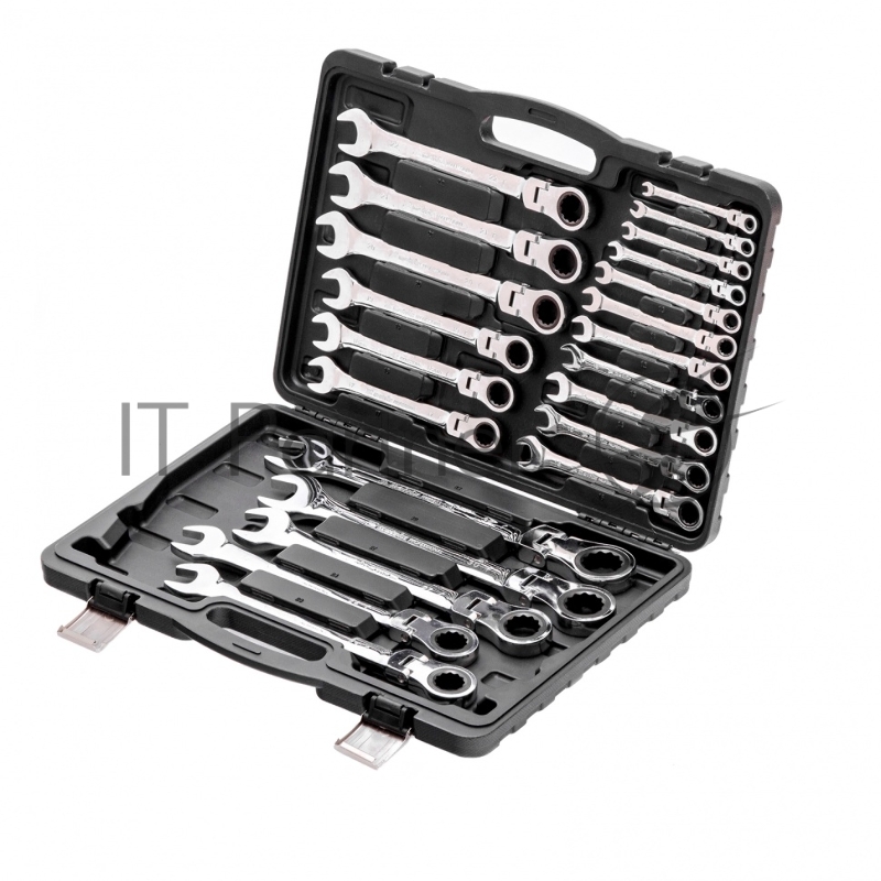 Набор ключей комбинированных, трещоточных шарнирных 13шт.// Matrix