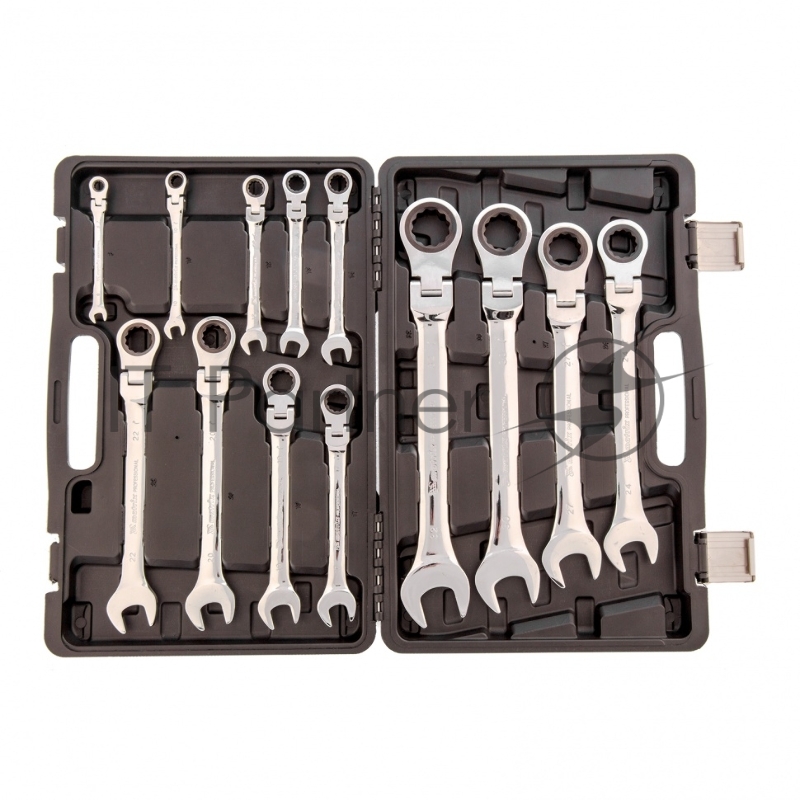 Набор ключей комбинированных, трещоточных шарнирных 13шт.// Matrix