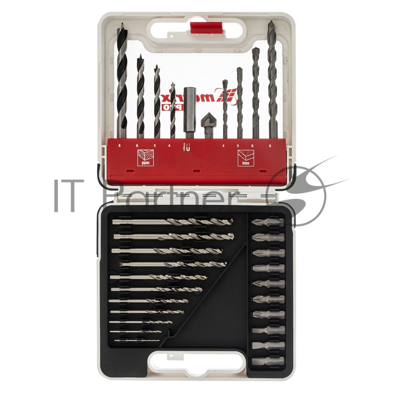 Набор сверл комб., мет.1-6мм,бетон 4-8мм,дер.4-8 мм,биты 10шт,адап., зенковка, 31пр., PRO// Matrix