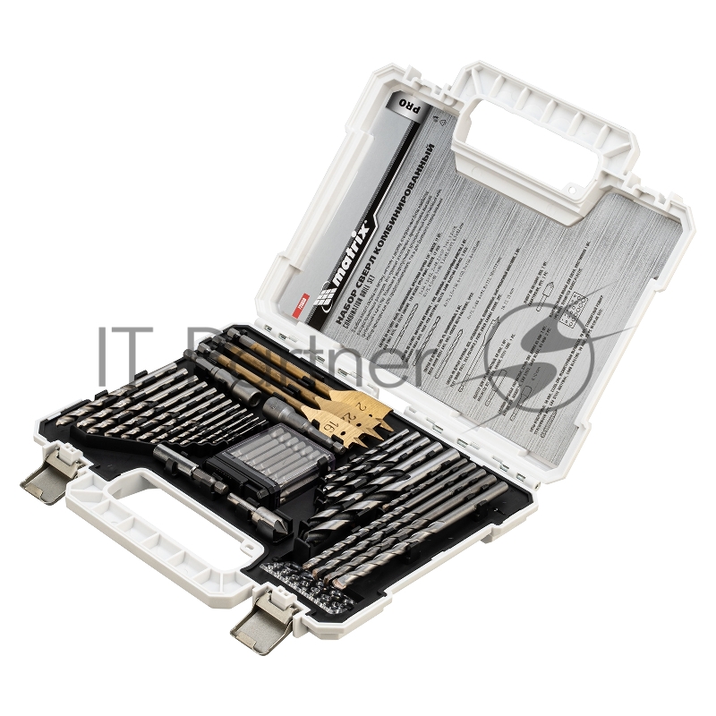 Набор сверл комб.,мет.1-6,5мм,бет.4-8мм,де бит.20шт,адап,гол.2шт,зенк,50п Matrix