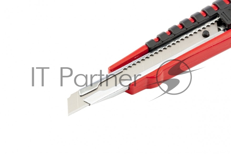 Нож, 9 мм выдвижное лезвие, метал. направляющая, эргономичная двухкомпонентная рукоятка// Matrix