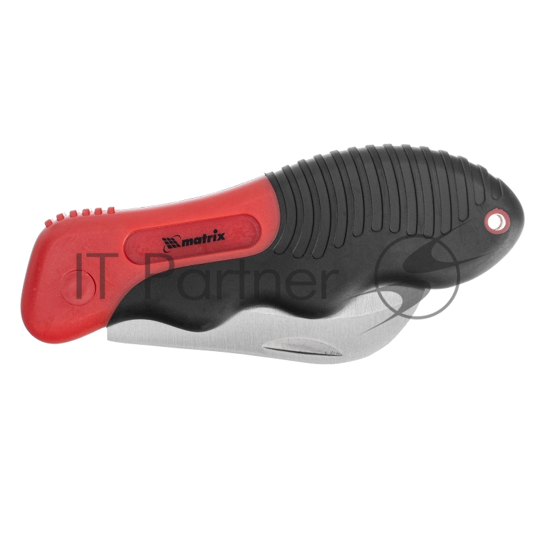 Нож электрика, складной, изогнутое лезвие, эргономичная двухкомпонентная рукоятка// Matrix