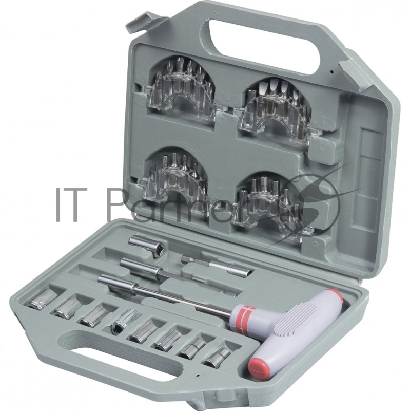 Отвертка с Т-образной эргономичной ручкой и набором насадок, 36 шт., CrV, в пласт. боксе// Matrix