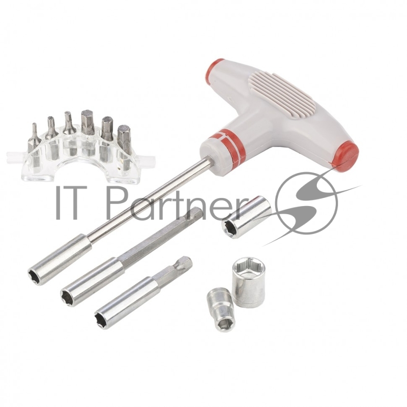 Отвертка с Т-образной эргономичной ручкой и набором насадок, 36 шт., CrV, в пласт. боксе// Matrix