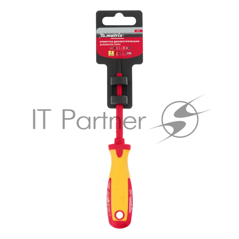 Отвертка Insulated, SL3,0 x 80 мм, CrMo, до 1000 В, двухкомп. рукоятка// Matrix