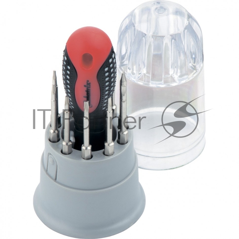 Отвертка для точных работ Fusion с насадками, 11 пр. в пласт. пенале, 3-х комп. рукоятка// Matrix