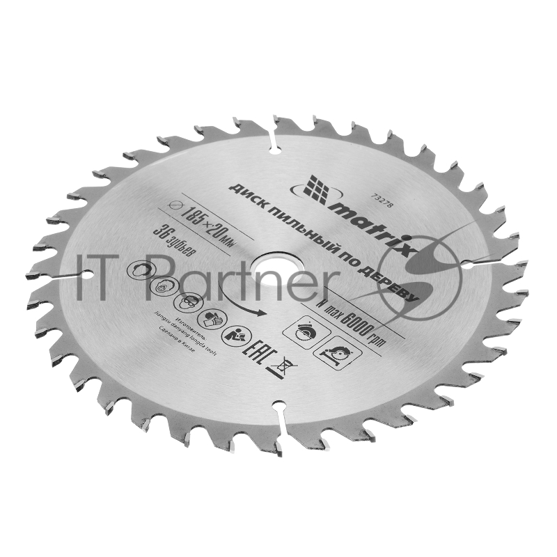 Пильный диск по дереву, ф185 х 20 мм, 36 зубьев + кольцо 20/16// Matrix