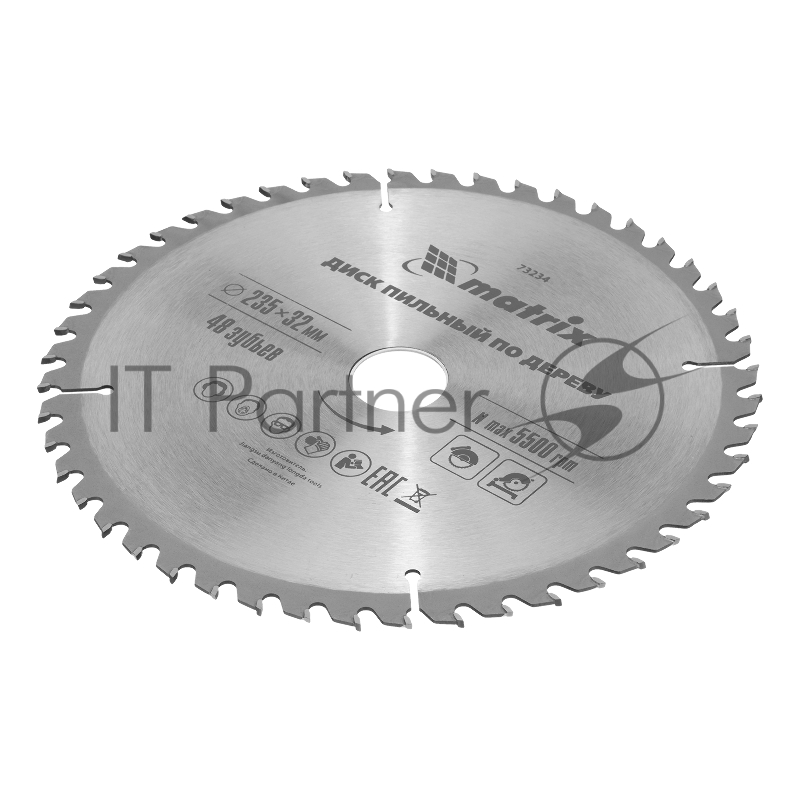 Пильный диск по дереву, ф235 х 32 мм, 48 зубьев + кольцо 32/30// Matrix
