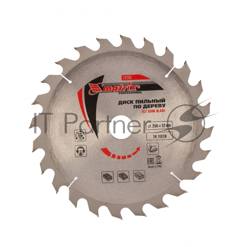 Пильный диск по дереву, ф250 х 32 мм, 24 зуба// Matrix