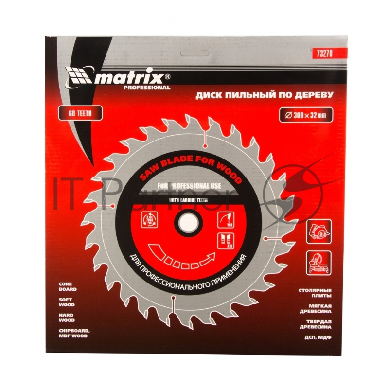 Пильный диск по дереву, ф300 х 32 мм, 60 зубьев// Matrix