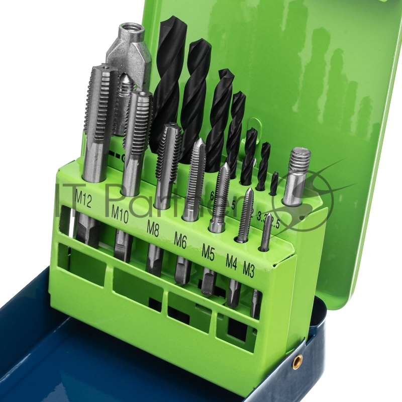 Набор сверл (2,5-10,2), метчиков(М3-М12), 15 предметов// Сибртех