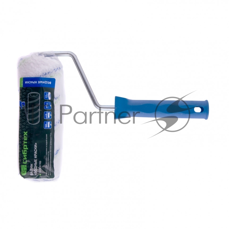 Валик Водные краски, 180 мм, ворс 12 мм, D - 48 мм, D ручки - 8 мм, полиэстер// Сибртех