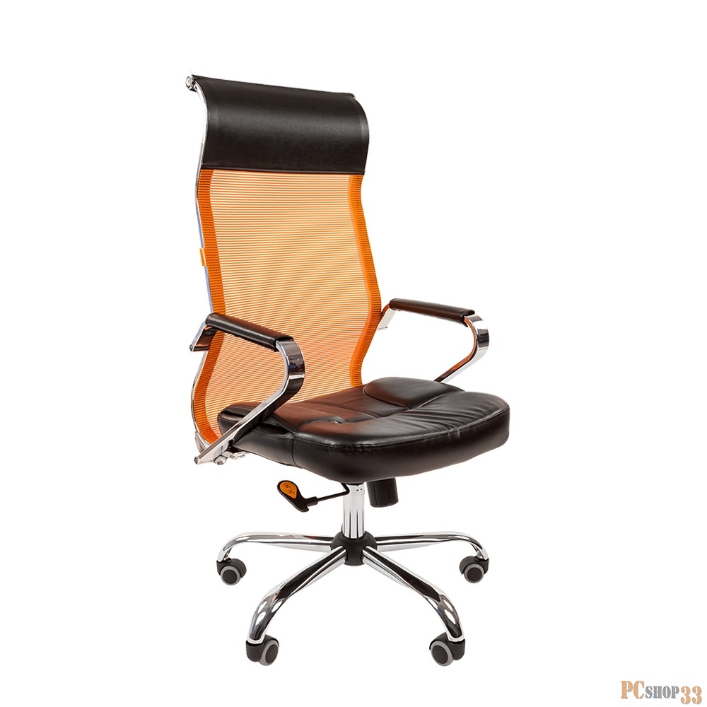 Офисные кресла Офисное кресло Chairman 700 Россия экопремиум черный/сетка оранжевая 5007 (7019076/7022878)