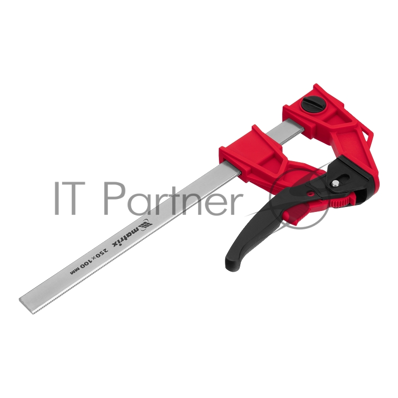 Струбцина реечная быстрозаж., усил., пл. корпус,рыч. храп. мех.,250х100х401мм,штанга 5х22мм// Matrix